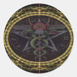 Pegatina Redonda Serpientes Pentagram