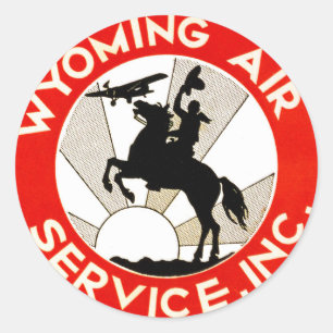Pegatina Redonda Servicio aéreo de Wyoming