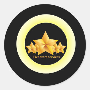 Pegatina Redonda servicio clásico de cinco estrellas