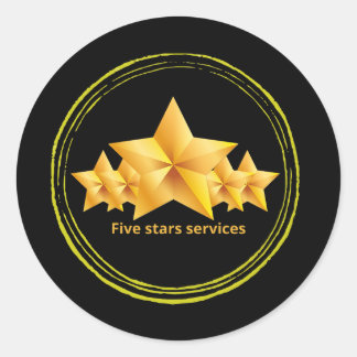 Pegatina Redonda Servicio de cinco estrellas, mejor negocio pequeño