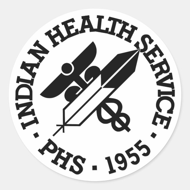 Pegatina Redonda Servicio de Salud de la India (Anverso)