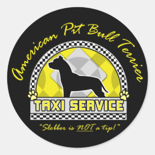 Pegatina Redonda Servicio de Taxi American Pit Bull Terrier
