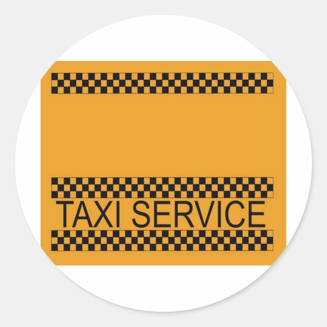 Pegatina Redonda Servicio de taxi con espacio para texto (Anverso)