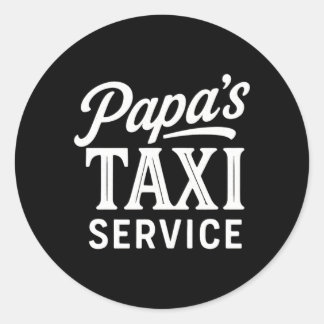 Pegatina Redonda Servicio de Taxi de Papás Hombres - Divertido Trab