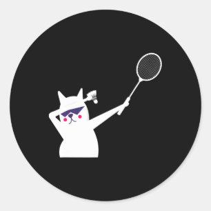 Pegatina Redonda Servicio De Transporte Cat Badminton Para Hombres