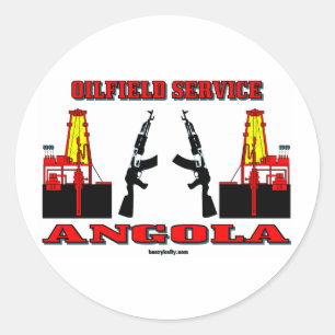 Pegatina Redonda Servicio del campo petrolífero de Angola, pegatin
