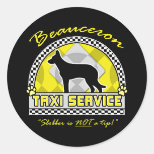 Pegatina Redonda Servicio del taxi de Beauceron