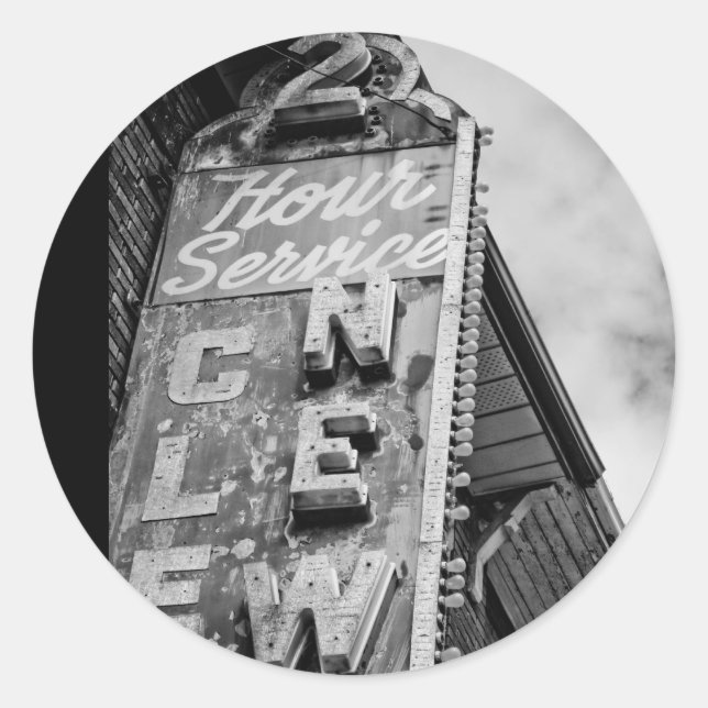Pegatina Redonda servicio las 2 horas (Anverso)
