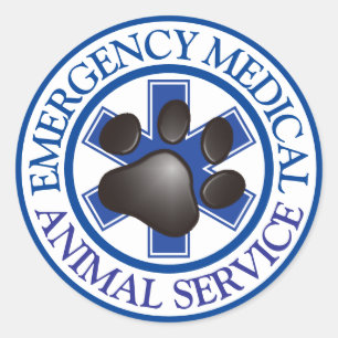 Pegatina Redonda Servicio Médico de Emergencia Animal ROUND S