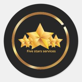 Pegatina Redonda Servicios de cinco estrellas