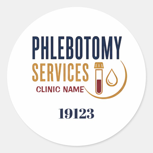 Pegatina Redonda Servicios de Flebotomía Médica (Anverso)