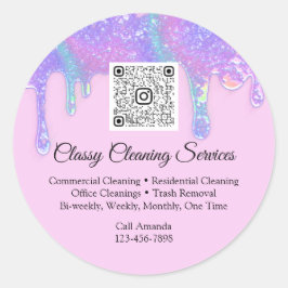 Pegatina Redonda Servicios de limpieza Cl de la empleada doméstica