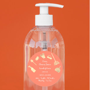 Pegatina Redonda Servicios de limpieza de clase Oficina Maid Gold C