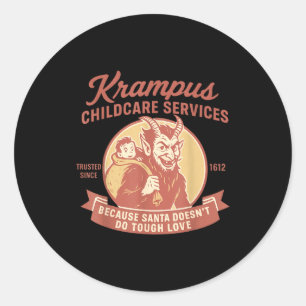 Pegatina Redonda Servicios de transporte infantil divertidos Krampu