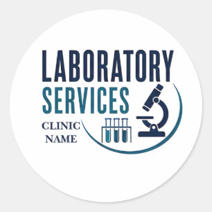 Pegatina Redonda Servicios Médicos de Laboratorio