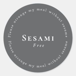 Pegatina Redonda Sesame-Free Request Sticker, Dark-gray - White