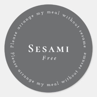 Pegatina Redonda Sesame-Free Request Sticker, Dark-gray - White