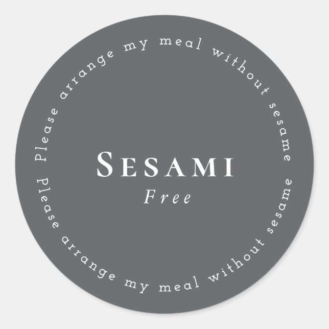 Pegatina Redonda Sesame-Free Request Sticker, Dark-gray - White (Anverso)