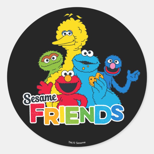 Pegatina Redonda Sesame Street | Amigos de Sesame (Anverso)