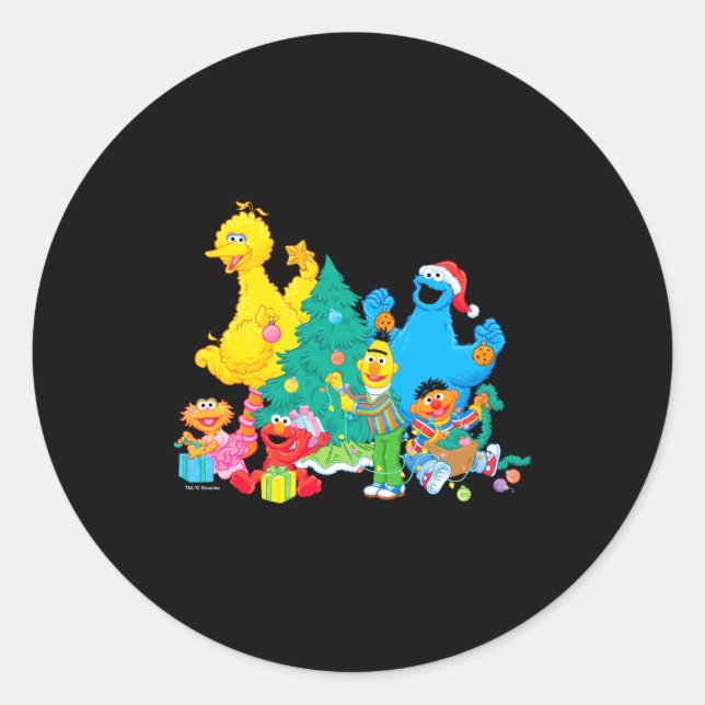 Pegatina Redonda Sesame Street Christmas Pals  (Anverso)
