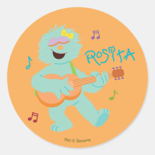 Pegatina Redonda Sesame Street   Rosita tocando la guitarra