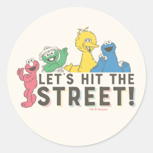 Pegatina Redonda Sesame Street   ¡Vamos a la calle!