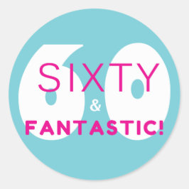Pegatina Redonda Sesenta y fantásticos regalos de fiesta de cumplea