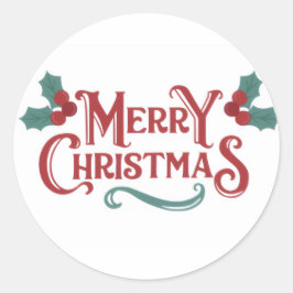 Pegatina Redonda Set de Stickers de Navidad Feliz