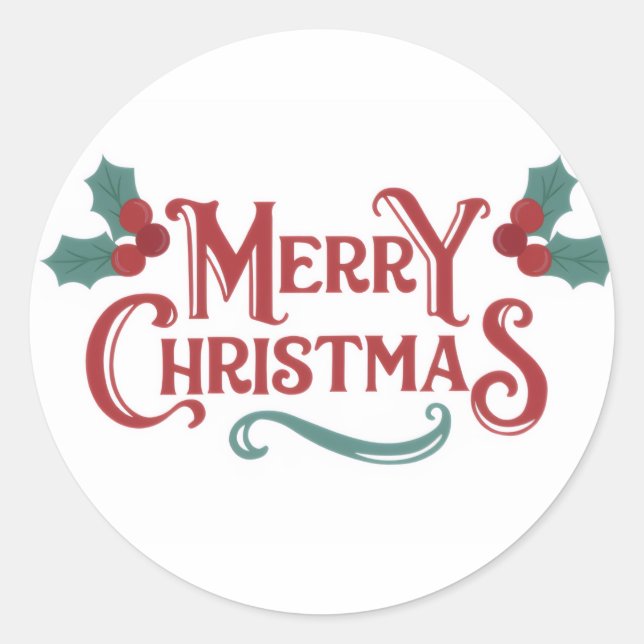 Pegatina Redonda Set de Stickers de Navidad Feliz (Anverso)