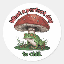 Pegatina Redonda Seta de rana - Qué día perfecto para enfriar