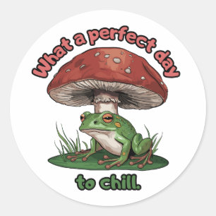 Pegatina Redonda Seta de rana - Qué día perfecto para enfriar