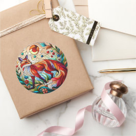 Pegatina Redonda Seted Glass Look Red Fox