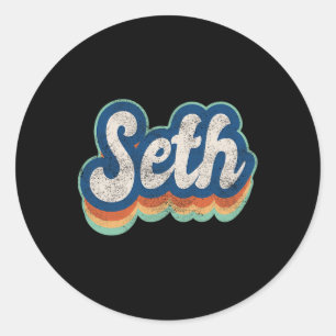 Pegatina Redonda Seth First Name Boy Vintage Style 70s 80s Personal