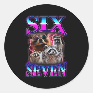 Pegatina Redonda Seven Racoon Bootleg 67 67 Seis Mundo