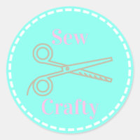 Sew Crafty Aqua Blue Circle con tijeras