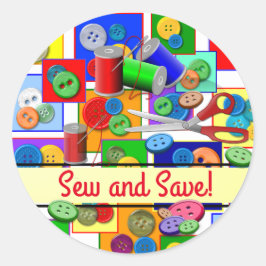 Pegatina Redonda ¡Sew y Save!