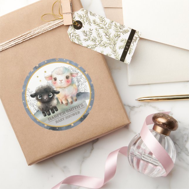 Pegatina Redonda Sexo cordero Baby Shower neutro (Regalar)