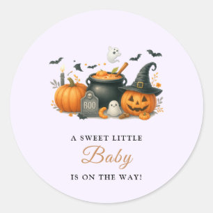 Pegatina Redonda Sexo de calabaza suave Baby Shower de Halloween ne