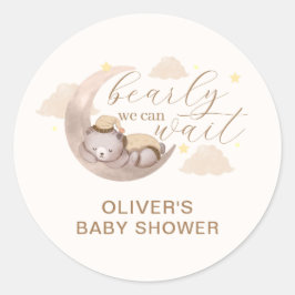 Pegatina Redonda Sexo Neutral Bearly Wait Moon Star Sleepy Bear