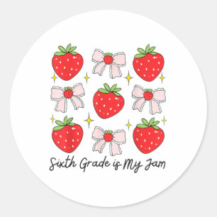 Pegatina Redonda Sexto Grado Mi Jam Strawberry Bow Maacher Scho