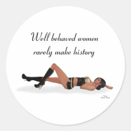 Pegatina Redonda Sexy Brunette Pinup Chica Pegatinas durmientes