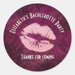 Pegatina Redonda Sexy Purpurina Rosa Liga Glamoroso Fiesta Gracias