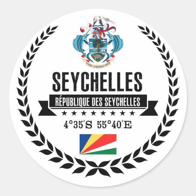 Pegatina Redonda Seychelles (Anverso)