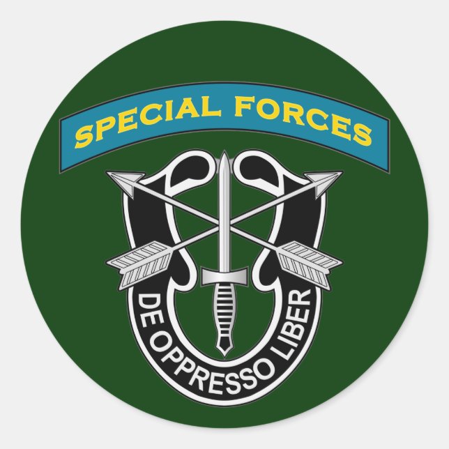 Pegatina Redonda SF Q-tab y DUI - de oppresso liber (Anverso)