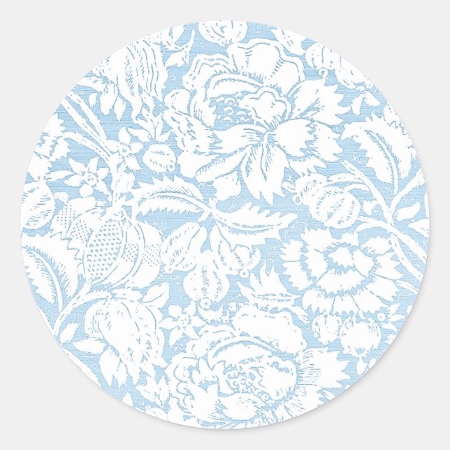 Pegatina Redonda Shabby Blue French Toile (Anverso)