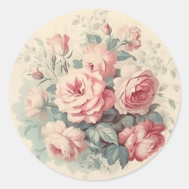 Pegatina Redonda Shabby Chic (Anverso)