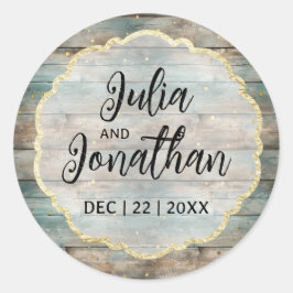 Pegatina Redonda Shabby Chic Pastel Wood Boda