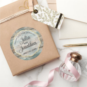 Pegatina Redonda Shabby Chic Pastel Wood Gracias