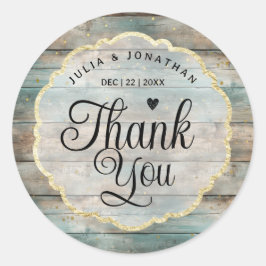 Pegatina Redonda Shabby Chic Pastel Wood Gracias