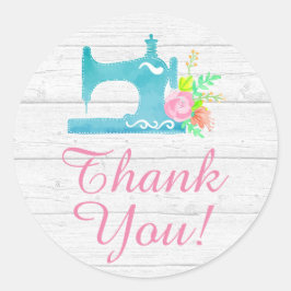 Pegatina Redonda Shabby Moda Cottage Costera Madera Rústica Gracias
